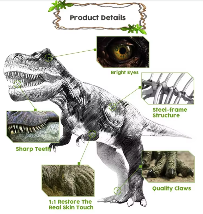 Dinosaur Animatronik Animatronik Carnotaurus Dinosaur Animatronik Tersuai (6)