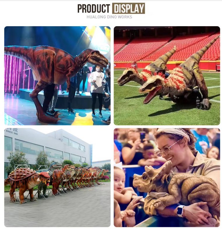 Kostum TriceratopsSut Dinosaur AnimatronikKostum Boleh Berjalan 、