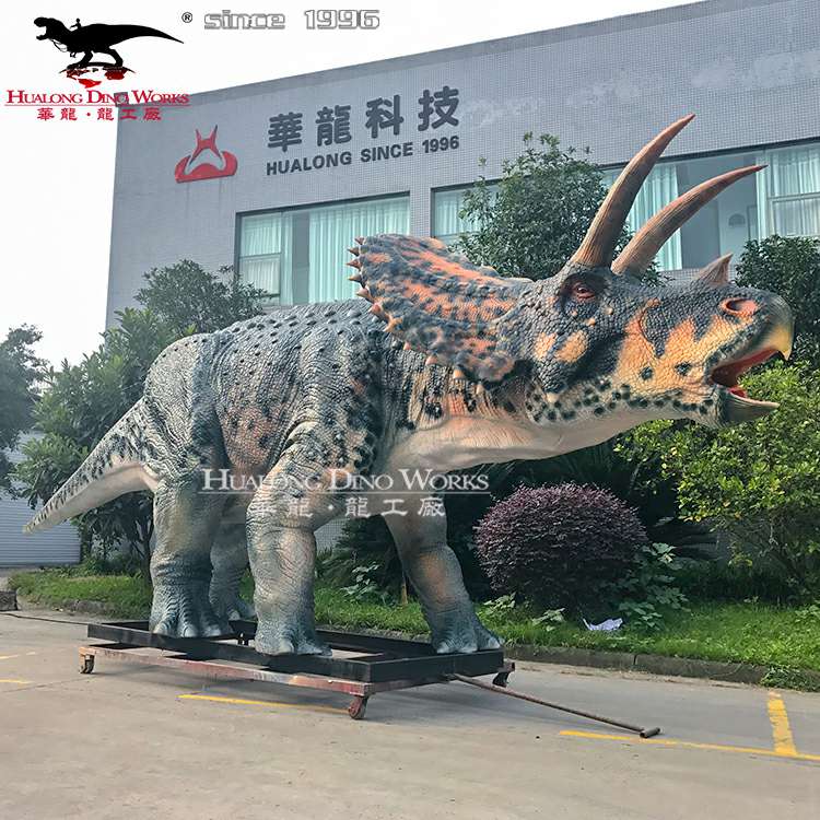 Animatronic Triceratops Model Hualong Technology for Theme Park Dinosaur Exhibition